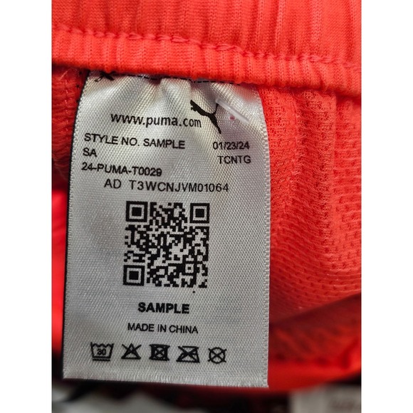 Puma Men's Athletic Shorts Orange Black Logo Size Medium Gym Workout Running - Picture 4 of 6